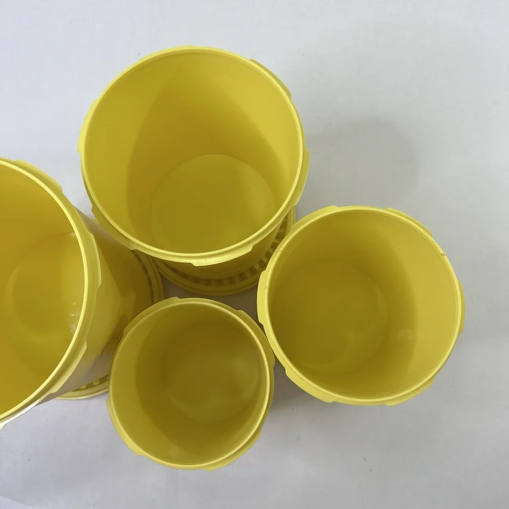 4 Piece Yellow Servalier Tupperware Nesting Canisters Set w Lids 805 807 809 811